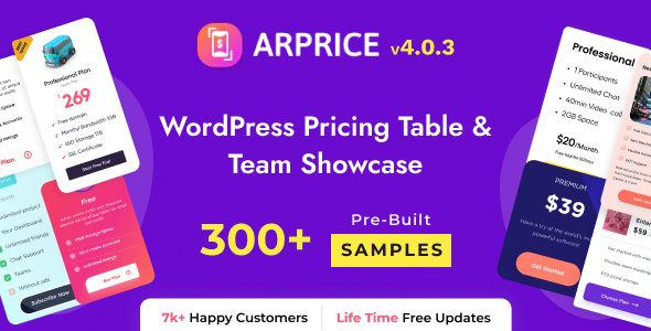 ARPrice – WordPress Pricing Table Plugin