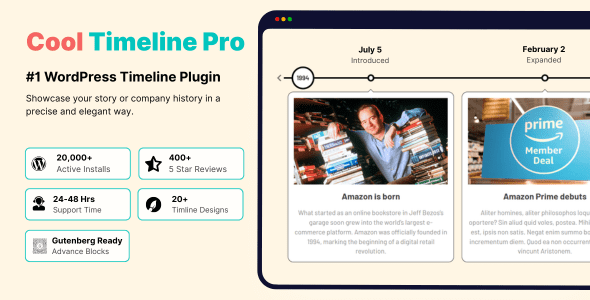 Cool Timeline Pro – Horizontal & Vertical Timeline Plugin For WordPress 5.0